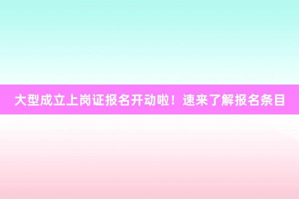 大型成立上岗证报名开动啦！速来了解报名条目