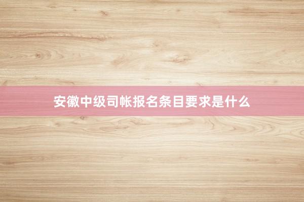 安徽中级司帐报名条目要求是什么