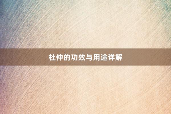 杜仲的功效与用途详解