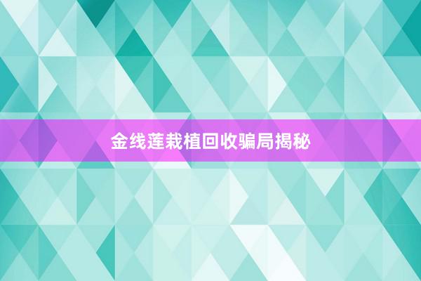 金线莲栽植回收骗局揭秘